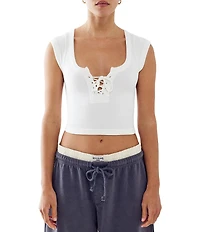 BDG Urban Outfitters Knockout Cap Sleeve Lace-Up Front Crop Top