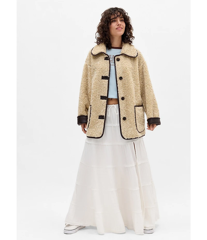 BDG Urban Outfitters Long Sleeve Faux-Shearling Jacket