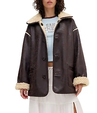 BDG Urban Outfitters Long Sleeve Faux-Shearling Jacket