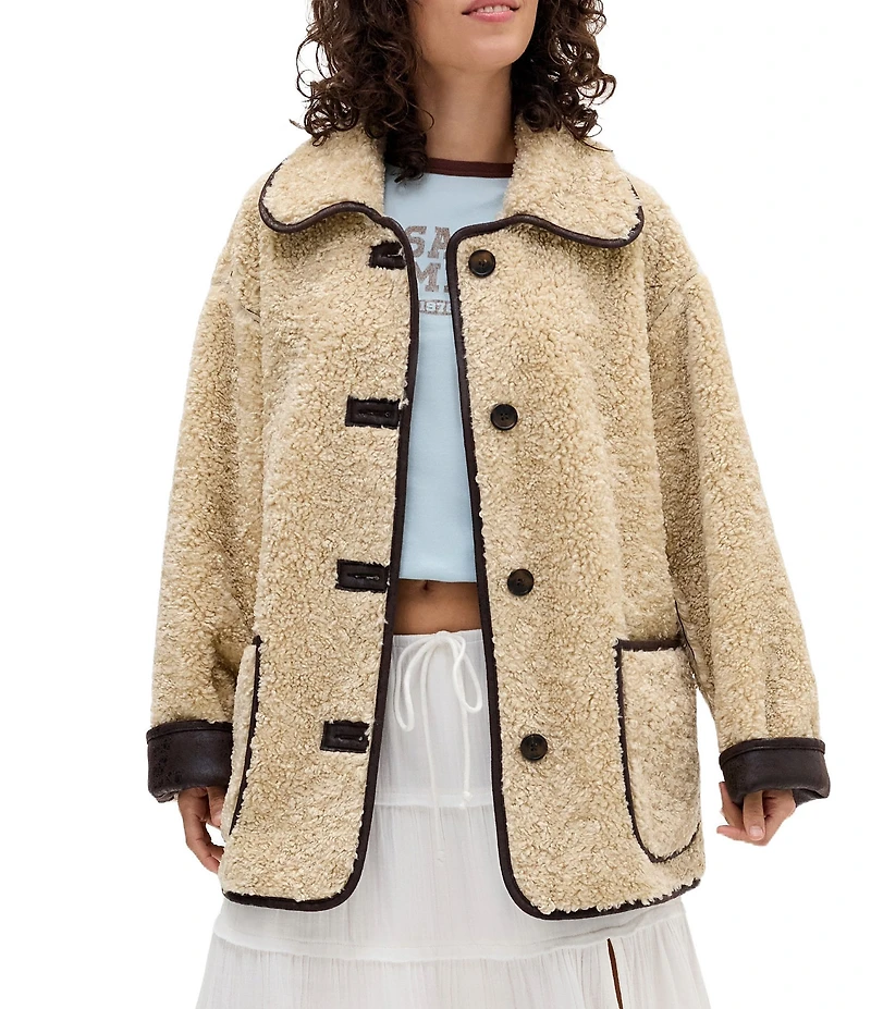 BDG Urban Outfitters Long Sleeve Faux-Shearling Jacket