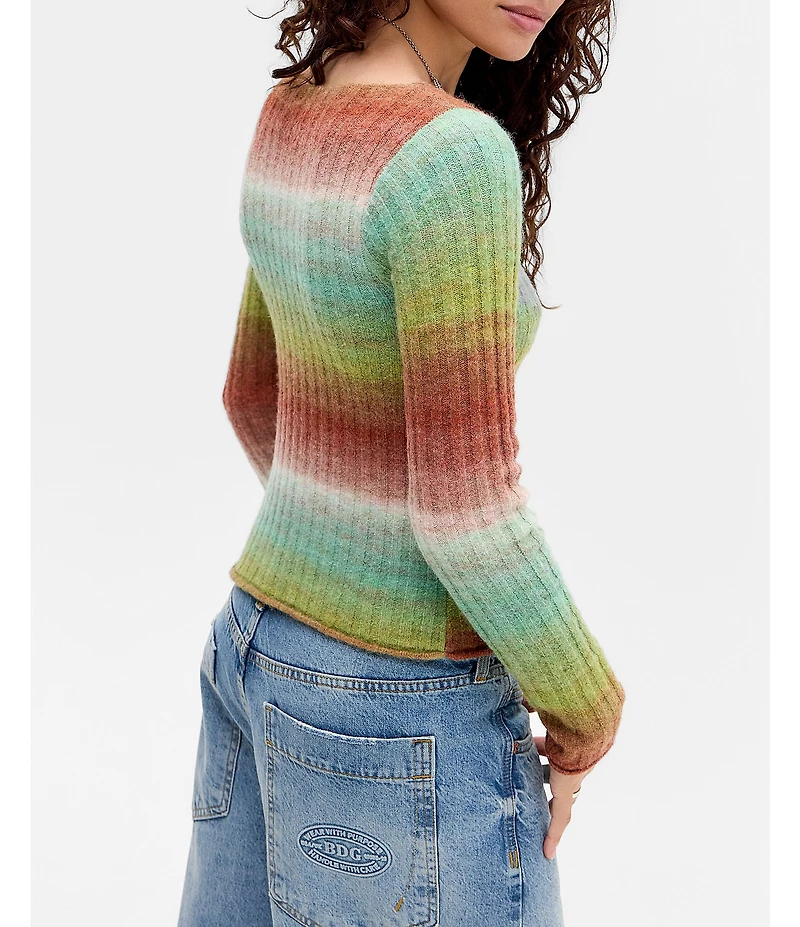 BDG Urban Outfitters Long Sleeve Ombre Ribbed Knit Wool Blend Pullover