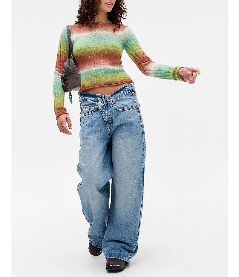 BDG Urban Outfitters Long Sleeve Ombre Ribbed Knit Wool Blend Pullover