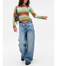 BDG Urban Outfitters Long Sleeve Ombre Ribbed Knit Wool Blend Pullover