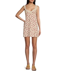 BDG Urban Outfitters Luna Ditsy Floral Printed Sleeveless Mini Slip Dress