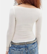 BDG Urban Outfitters Lydia Lace Trimmed Long Sleeve Top
