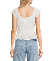 BDG Urban Outfitters Mabel Short Sleeve Woven Peasant Blouse