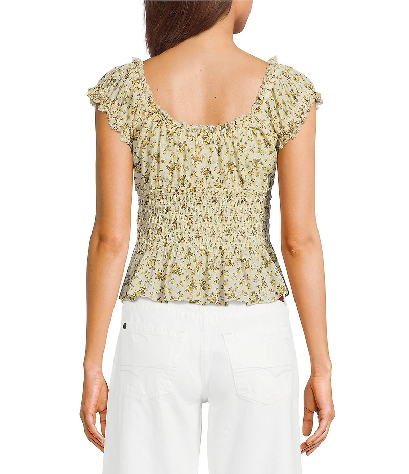 BDG Urban Outfitters Mabel Short Sleeve Woven Peasant Blouse