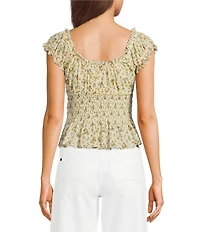 BDG Urban Outfitters Mabel Short Sleeve Woven Peasant Blouse