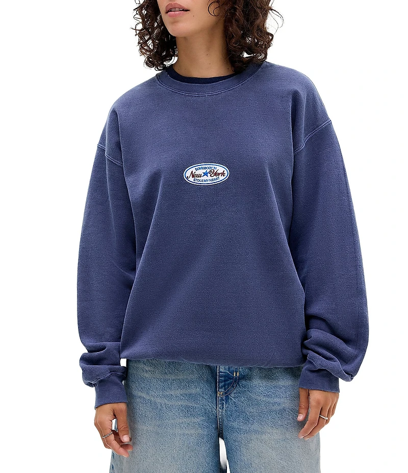 BDG Urban Outfitters NY Badge Knitted Fleece Sweatshirt
