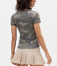 BDG Urban Outfitters NYC 1990 Appliqued Camouflage Printed Short Sleeve T-Shirt