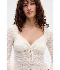 BDG Urban Outfitters Olivia Long Sleeve Lace Cropped Top