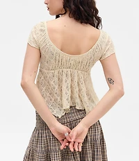 BDG Urban Outfitters Piper Lace Cap Sleeve Blouse