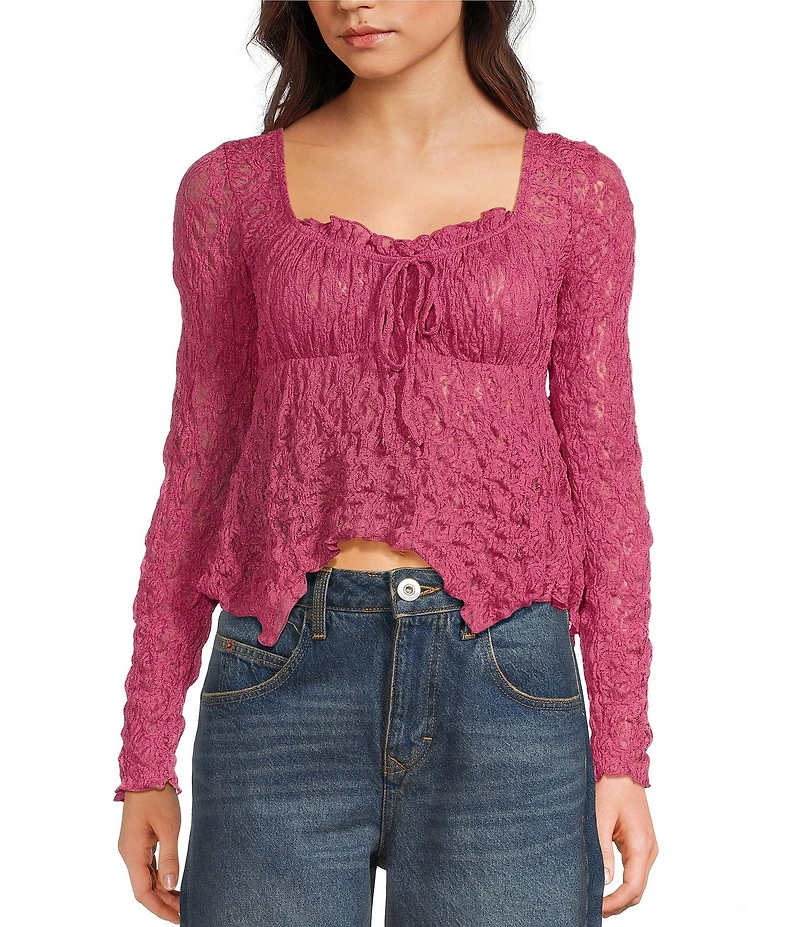 BDG Urban Outfitters Piper Long Sleeve Lace Knit Top