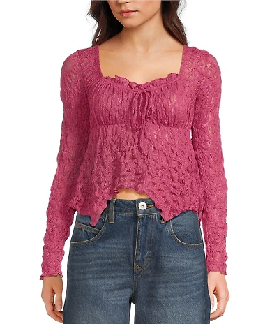 BDG Urban Outfitters Piper Long Sleeve Lace Knit Top
