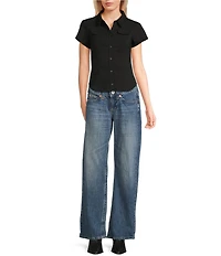 BDG Urban Outfitters Polly Short Sleeve Button Front Shirt