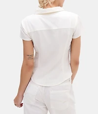 BDG Urban Outfitters Polly Linen Blend Cap Sleeve Woven Shirt