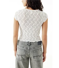BDG Urban Outfitters Quinn Lace Cap Sleeve Top