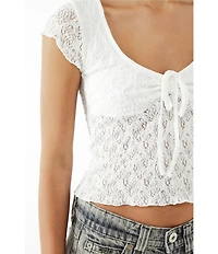 BDG Urban Outfitters Quinn Lace Cap Sleeve Top