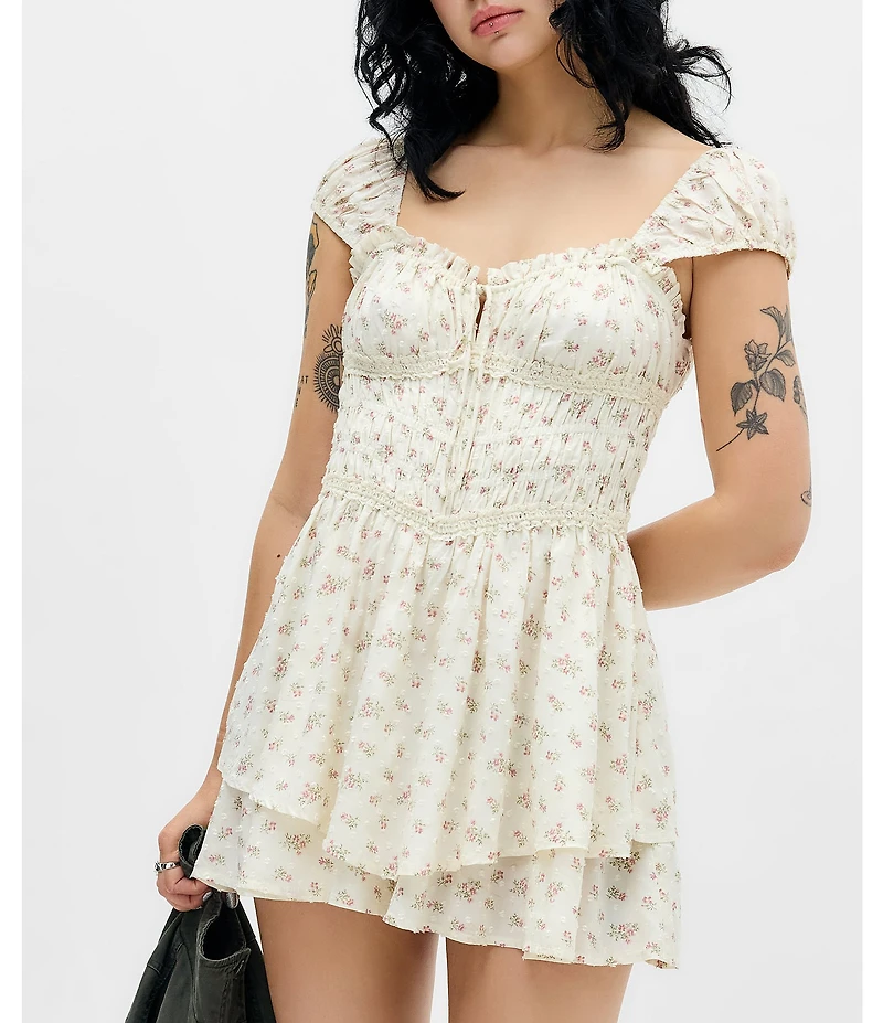 BDG Urban Outfitters Ruby Cap Sleeve Ditsy Floral Printed Romper