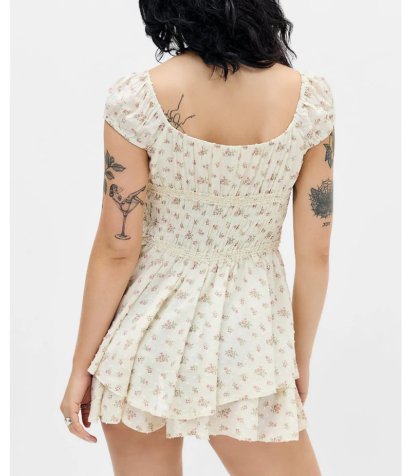 BDG Urban Outfitters Ruby Cap Sleeve Ditsy Floral Printed Romper