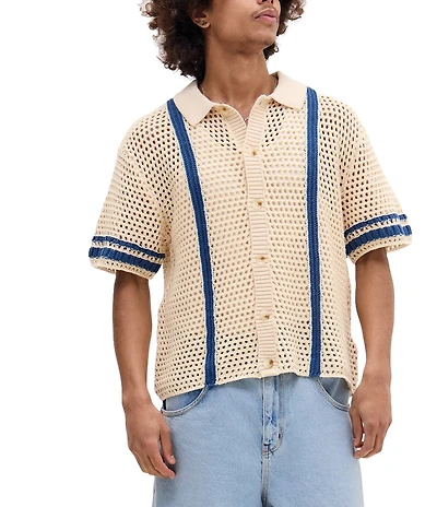 BDG Urban Outfitters Short Sleeve Knit Crochet Shirt