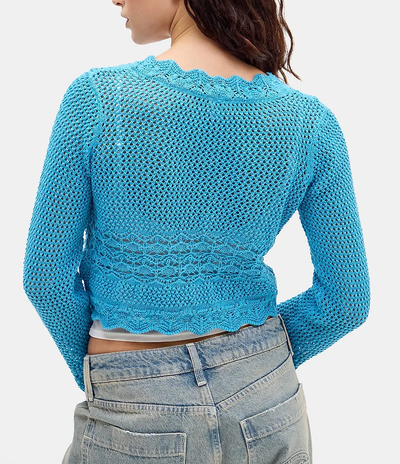 BDG Urban Outfitters Tie Front Long Sleeve Crocheted Cardigan