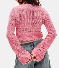 BDG Urban Outfitters Tie Front Long Sleeve Crocheted Cardigan