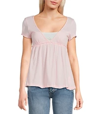 BDG Urban Outfitters Tina Short Sleeve Babydoll Top