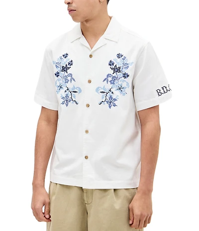 BDG Urban Outfitters Woven Embroidered Floral Shirt