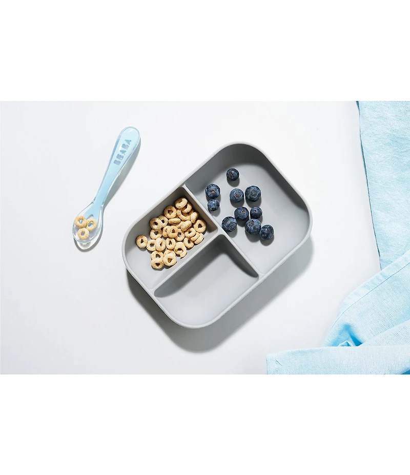 BEABA Divided Silicone Plate and Spoon Feeding Set