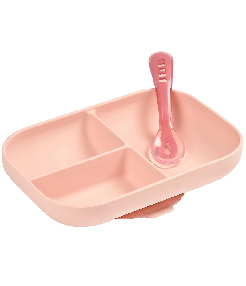 BEABA Divided Silicone Plate and Spoon Feeding Set