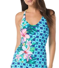 Beach House Ambition V-Neck Cross-Back Fitted Tankini Swim Top