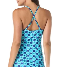 Beach House Ambition V-Neck Cross-Back Fitted Tankini Swim Top