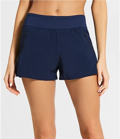 Beach House April Solid Stretch Woven Swim Shorts