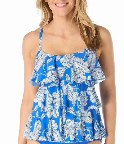 Beach House Coastal Bloom Jane Ruffle Tiered Tankini Swim Top