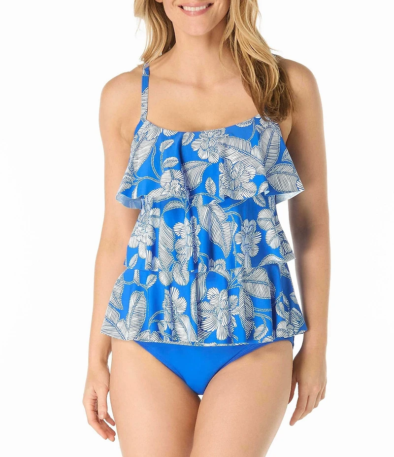 Beach House Coastal Bloom Jane Ruffle Tiered Tankini Swim Top
