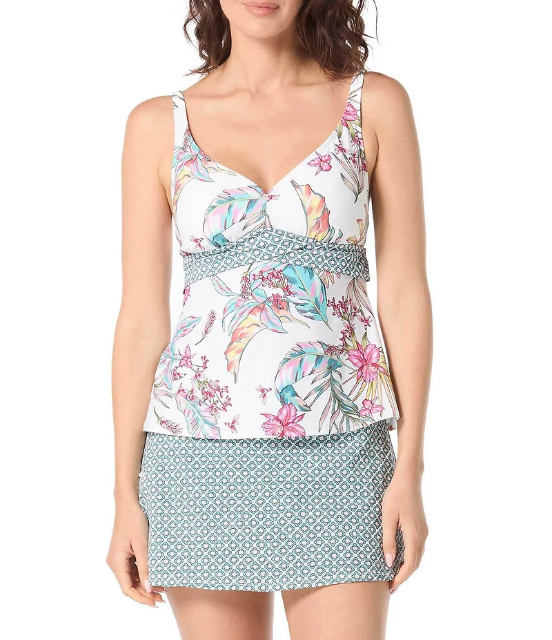 Beach House Endless Summer Floral Print V-Neck Tankini Swim Top