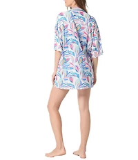 Beach House Harper Point Collar Drop Sleeves Button Front Shirt Swim Cover-Up