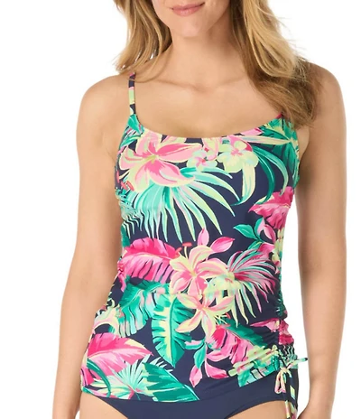Beach House Island Rhythm Bridget Side Shirred Underwire Tankini Swim Top