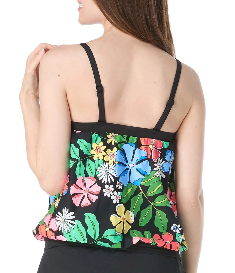 Beach House Midnight Garden Dary Blouson Tankini Swim Top