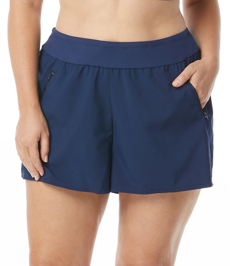 Beach House Plus Size Paloma Beach Solids April Stretch Woven Swim Short