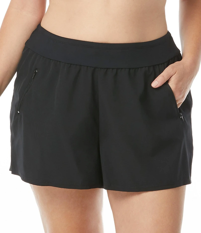 Beach House Plus Size Paloma Beach Solids April Stretch Woven Swim Short