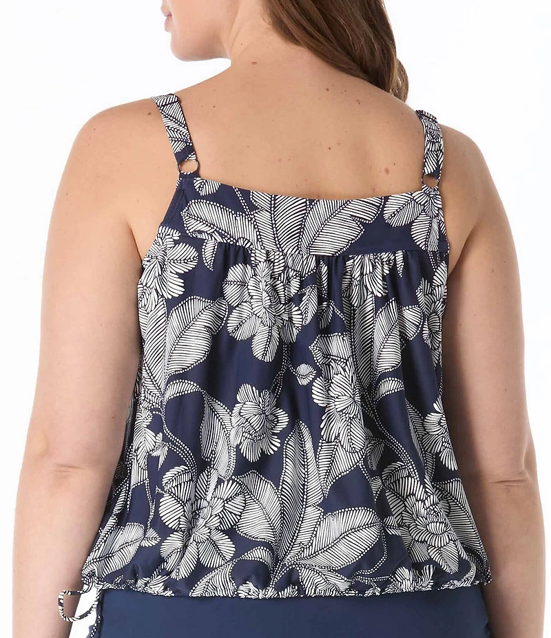 Beach House Plus Size Coastal Bloom Audrey Blouson Tankini Swim Top