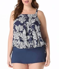 Beach House Plus Size Coastal Bloom Audrey Blouson Tankini Swim Top