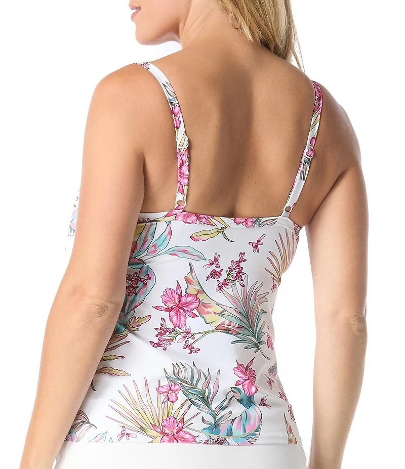 Beach House Plus Size Endless Summer Print Ruffle Tiered Tankini Swim Top