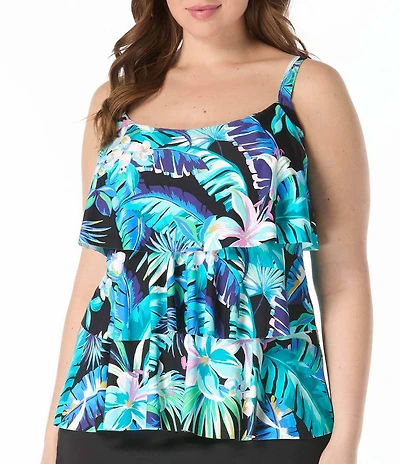 Beach House Plus Size Island Rhythm Jane Ruffle Tiered Tankini Swim Top