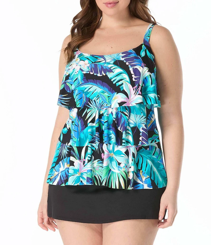 Beach House Plus Size Island Rhythm Jane Ruffle Tiered Tankini Swim Top