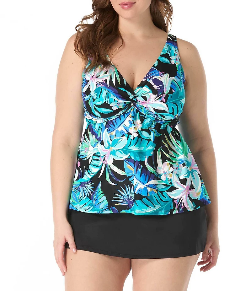 Beach House Plus Size Island Rhythm Willow Twist Front Underwire Tankini Swim Top