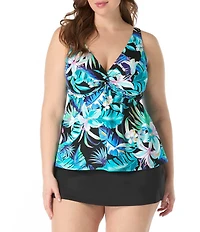 Beach House Plus Size Island Rhythm Willow Twist Front Underwire Tankini Swim Top