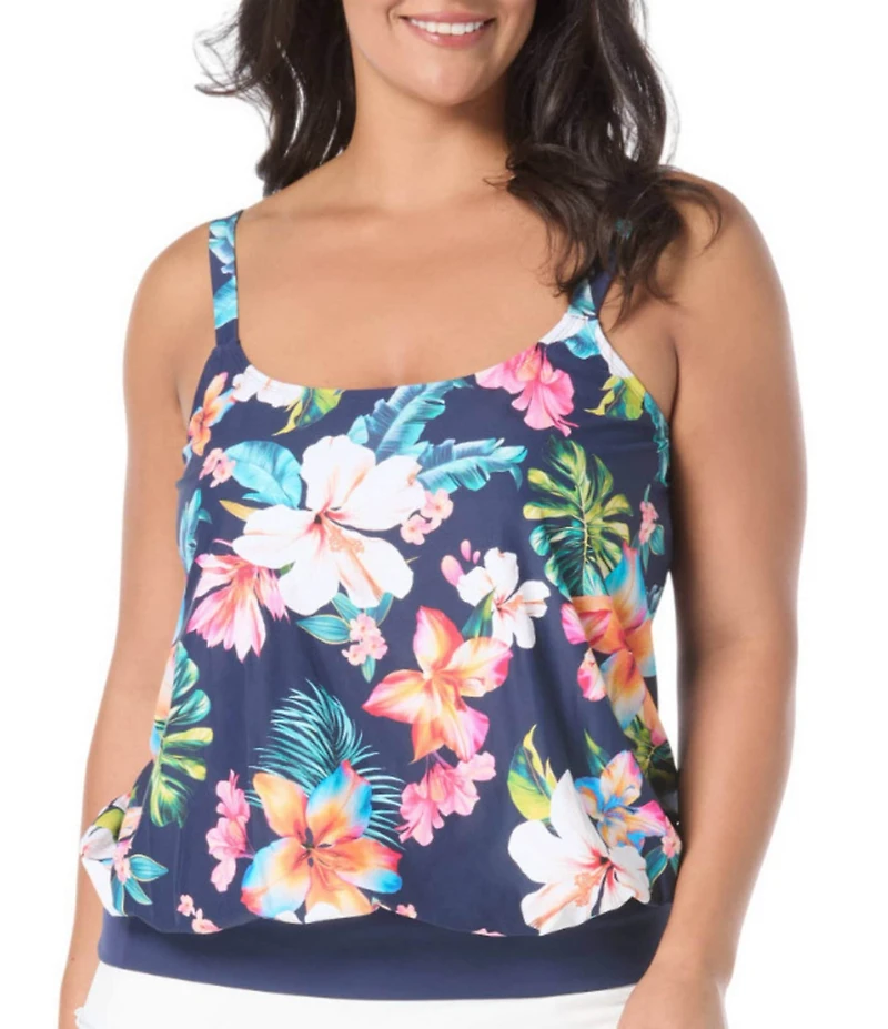 Beach House Plus Size Vibrant Vacay Sarah Blouson Tankini Swim Top
